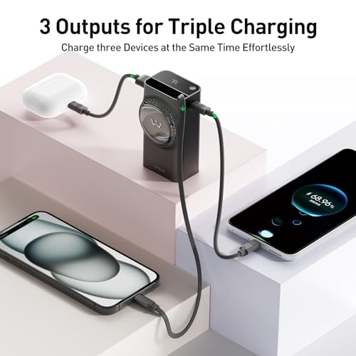 Image of iWALK Portable Charger, 10,000mAh 30W Max Compact Power Bank, Travel Essential Phone Battery Pack with 2.3 ft Retractable Cable for iPhone 17 /16 Series, iPad, Galaxy, Pixel, and More