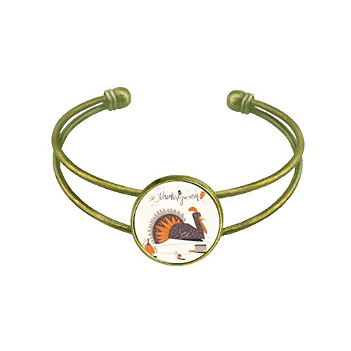 El dAa de AcciAn de Gracias patron abstracto de TurquAa Pulsera Brazalete Retro Joyas De PuAo Abierto