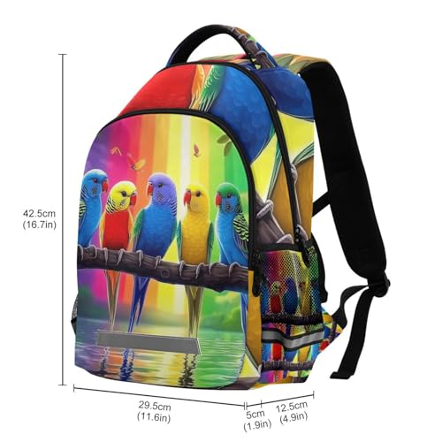 Rainbow Parakeets Backpack for Boys Girls Kids Elementary Bookbag School Bag Students Daypack Travel Rucksack3