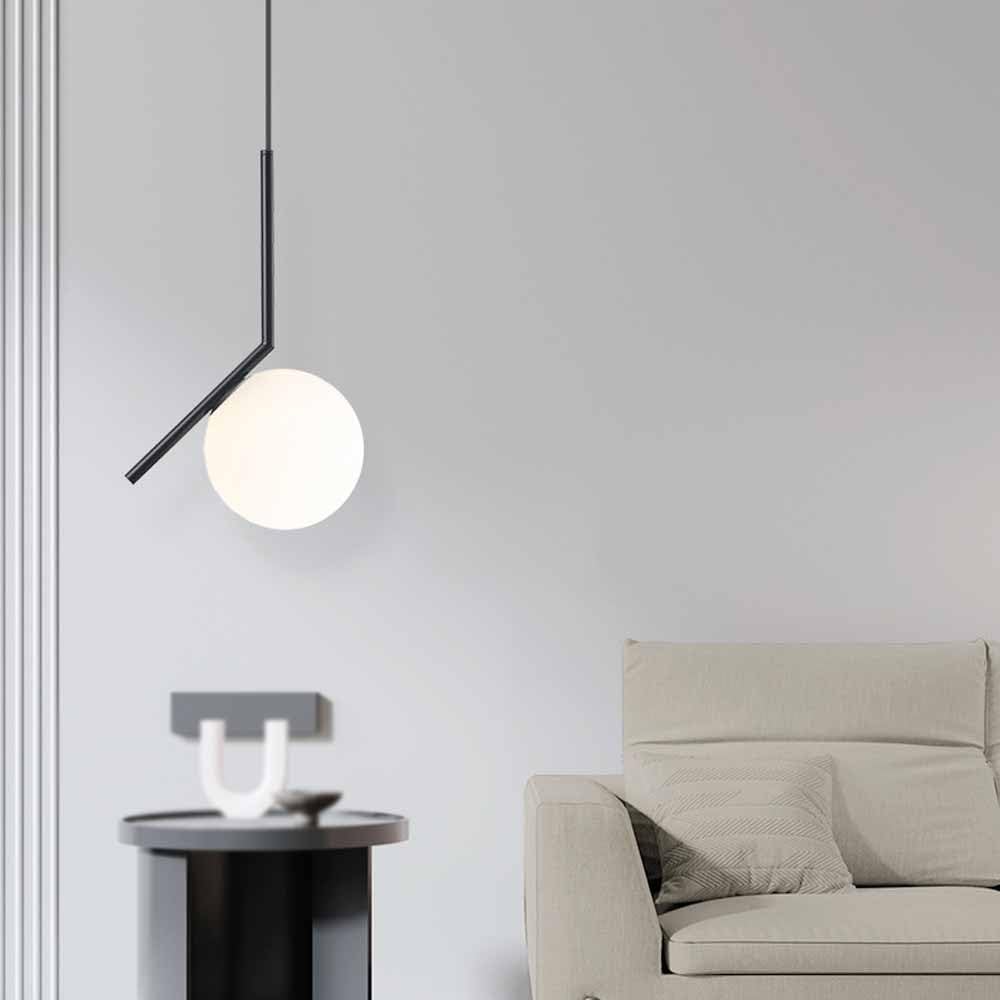 TRIVIDHA Lampade A Sospensione in Vetro Nordico Lampada A Sospensione in Vetro A Globo Bianco per Isola Cucina Moderne Lampade A Sospensione in Metallo per Camera da Letto Soggiorno Bar