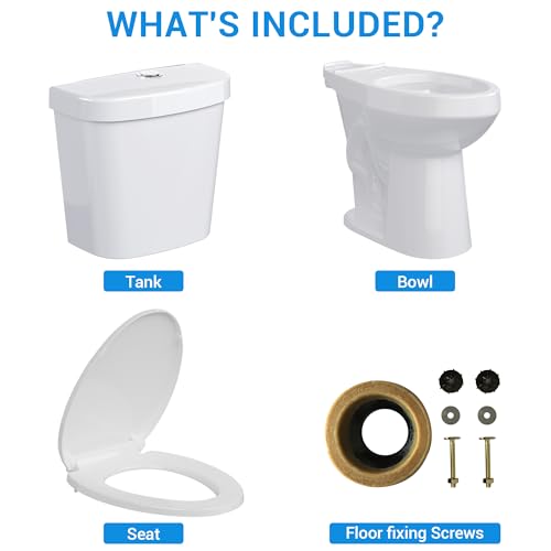 Image of GarveeTech Two-Piece Toilet, 21 Inch Height, Elongated Bowl for Bathrooms with Soft Close Seat, Extra Tall Height Toilet with 1.28 Siphonic Flush, 12 Inch Rough In