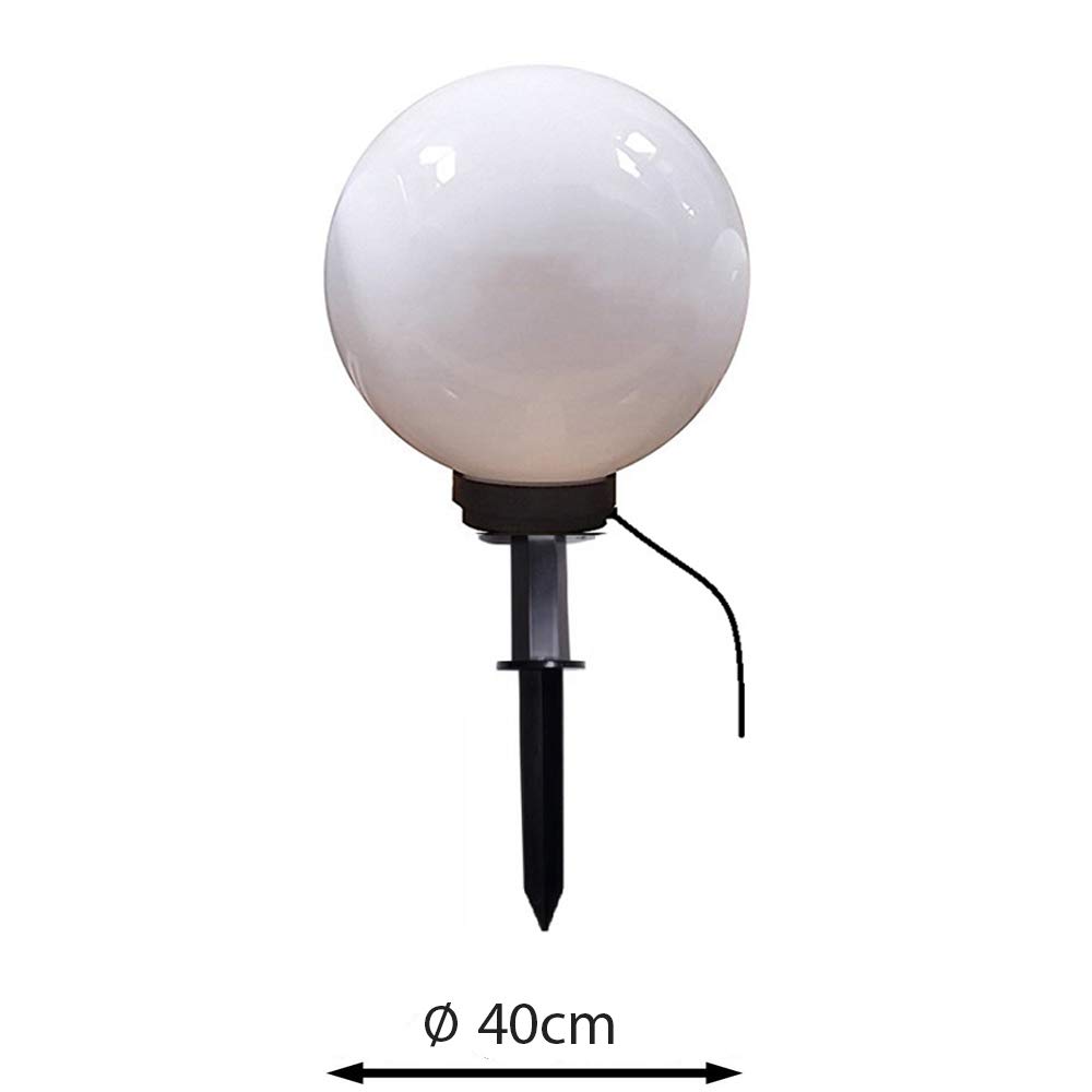 Dapo 3X Außen-Garten-Kugel-Leuchte MARLON D:20+30+40cm Kunststoff-Kugel weiß mit Erdspieß, strombetrieben E27x1, IP44 Dekorations-Wege-Lampe