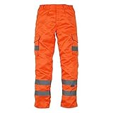 (ヨーコ) Yoko メンズ 高視認 夜光/蛍光/反射 膝パッドポケット ハイビズ カーゴパンツ ズボン セーフティー 安全 作業服 (34in Long) (オレンジ)