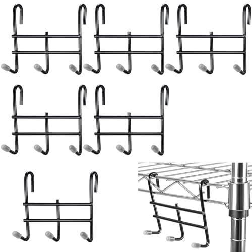 Teenyyou 6 Pack 3 Hook Attachment for Wire Shelving, Black