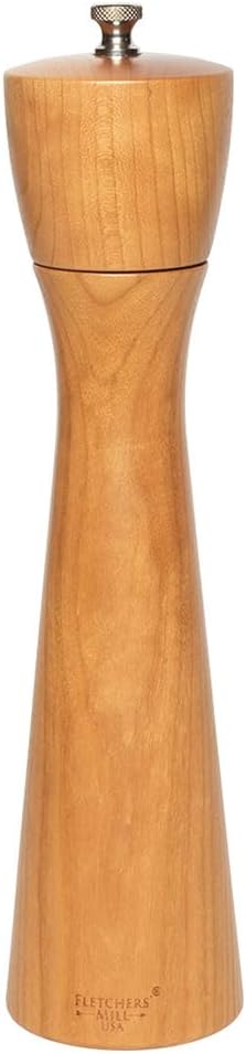 Fletchers' Mill Tronco Pepper Mill, Walnut Stain - 10 Inch, Adjustable Coarseness Fine to Coarse, MADE IN U.S.A.