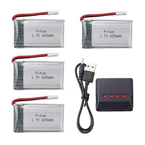ZYGY 4pcs 3.7V 600mah battery with 4 in 1 charger for MJX X708 X708W X709 UDI U45 U45W U42 U42W SYMA X5C X5SW X5SC S5 S5C S5W E32HW SS40 FQ36 T32 T5W H42 CW4 RC Drone Cover
