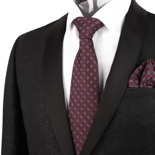 Image of Alizeal Mens Vintage Solid Plaid Tie with Pocket Square 3.15inches Necktie Set