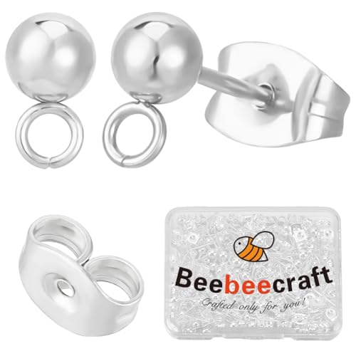50 clous d'oreilles anti-allergie avec fermoirs pour création - 2