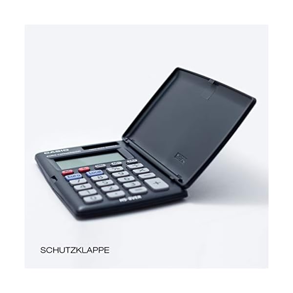 CASIO Taschenrechner HS-8VER, 8-stellig, Währungsumrechnung, Schutzklappe, Tausenderunterteilung, Solar-/Batteriebetrieb – Bild 6