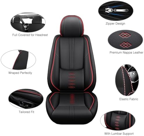 Car Seat Covers Fit for Jeep Wrangler 4xe 2023 2024 2025,Front Set Leather Seat Cover,Airbag Compatible Car Seat Cushions,Waterproof Seat Covers for Cars(Red-Black)