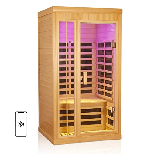 1-2 Person Infrared Sauna, Hemlock Wood Low EMF Far Infrared Saun...
