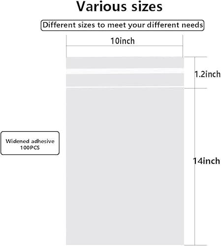 Miniatura 2 de Keoferlo Bolsas de celofán autoadhesivas de 10 x 14 pulgadas, bolsas de plástico transparente de polietileno transparente para envolver ropa (100