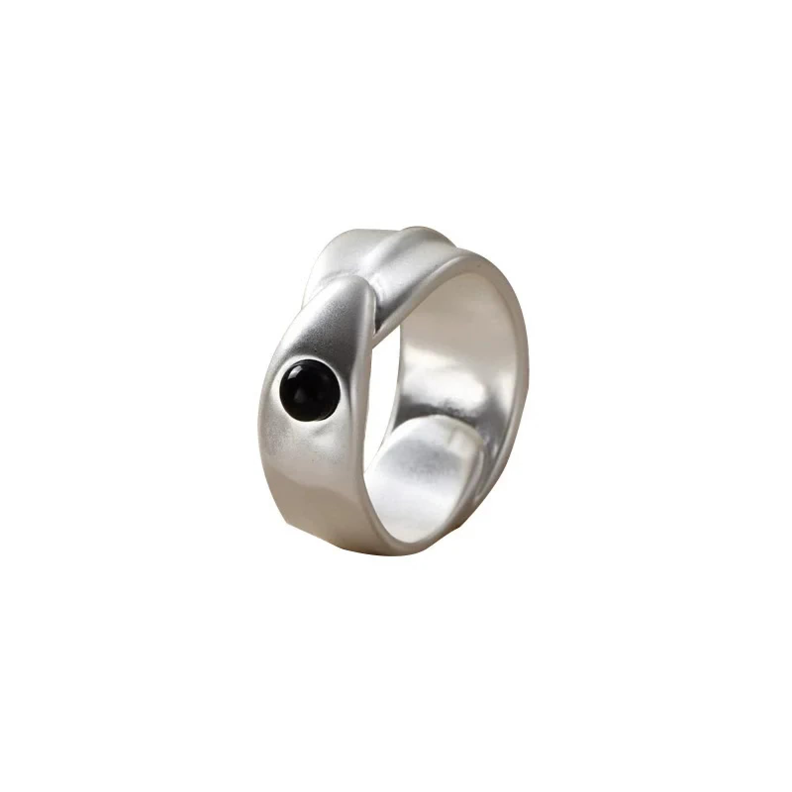 Ring Ringe Damen Bijouterie Herren Kreisförmiger, Überlappender Ring Aus Schwarzem Achat Für Männer Und Frauen, Modisches Nischendesign, Schlichter, Allgleicher Vintage-Trendschmuck