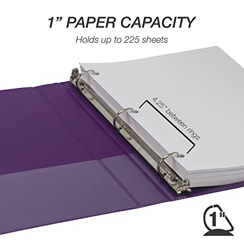 Image of Samsill Durable 1 inch 3 Ring Binder, D Ring Binder, 100% Recycled Chipboard, Purple