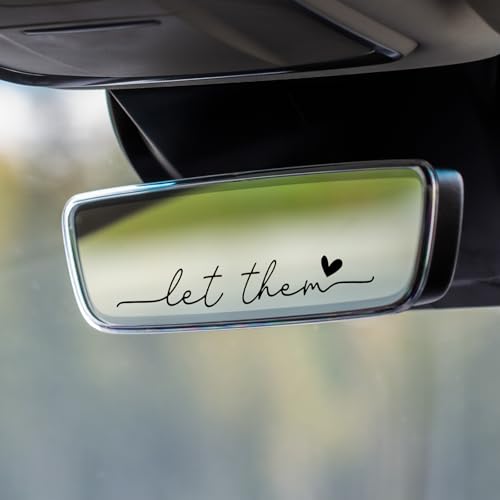 Image of 4 PCS Let Them Mental Health Awareness Rearview Mirror Decal, Self Love Car Decal with Heart Car Stickers Decal for Rearview Mirror or Window, Let Them Mirror Sticker for Girlfriend Boyfriend Gift