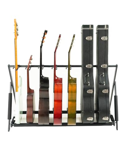 Stage Rocker Multi Guitar Stand, Foldable 7 Holder Rack with Adjustable Height & Width, Easy...