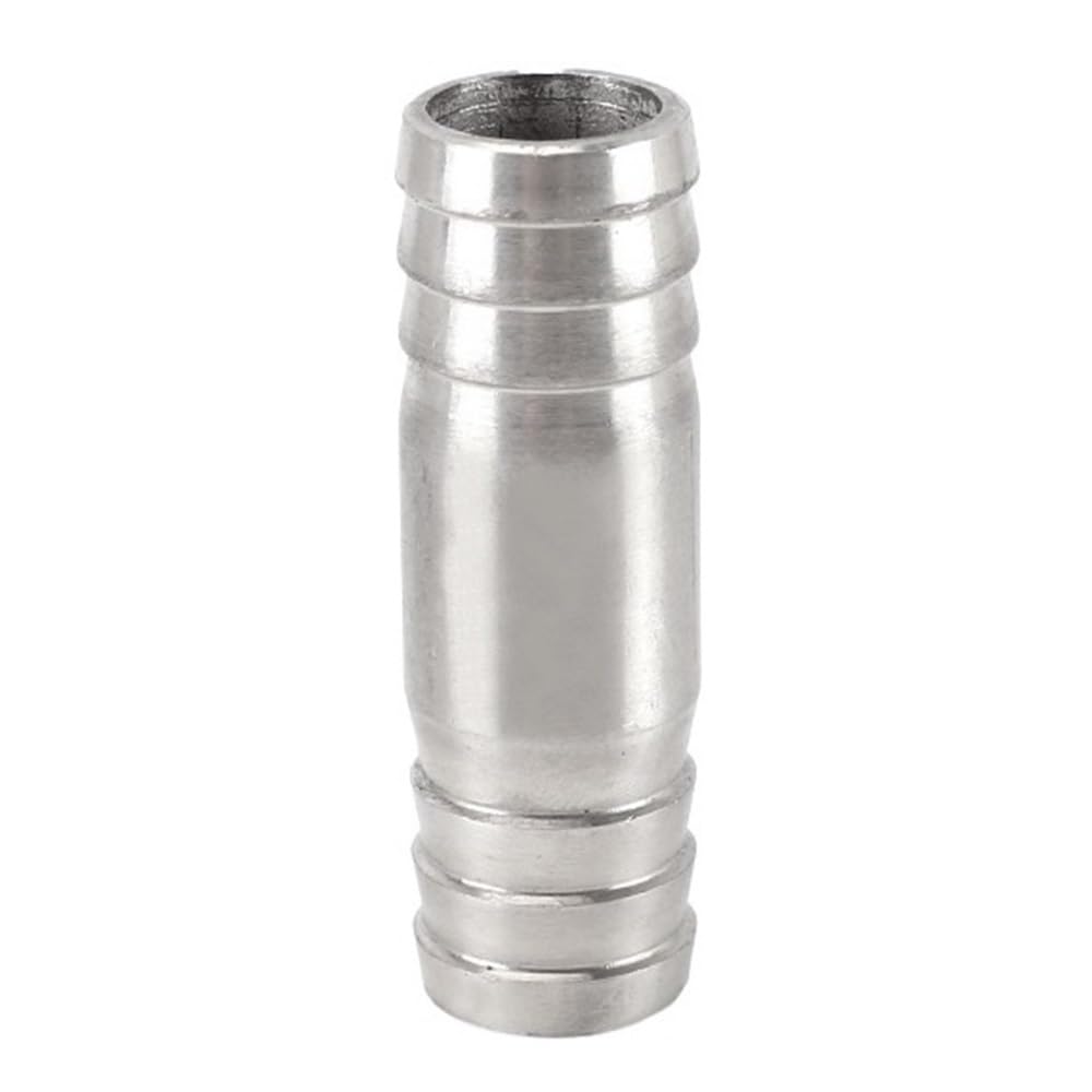 Yjqhody One Color Pagoda Joint Hose Barb Connector, 304 Stainless Steel Double Barbed 2 Way Equals Straight Pipe Fitting 1Piece(17Mm)