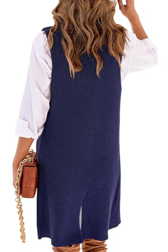 Image of IDEALSANXUN Womens Long Sweater Vest Fall Winter Sleeveless Knit Cardigan Outerwear