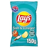 Lay's Salt & Vinegar - Crispy Seasoned Potato Crisps for a Successful Party, 150g, Pack of 3