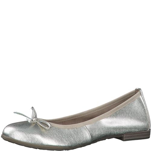 MARCO TOZZI Feel Me 2-22100-41-Bailarinas, Piel, Plantilla Suave, Zapatos Tipo Ballet Mujer, Dorado, 42 EU