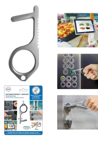 Sensly Clé Sans Contact Ouvre porte antibactérien crochet anti virus compatible écran tactile clavier ascenseur main propre sans toucher en Zinc Cover