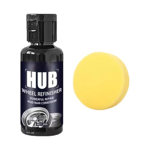 Car Wheel Hub Wax - Wheel Shine Tire Gloss Restorer Wax | High Shine Refurbish System With Sponge Applicator | Hub Rim Dressing 