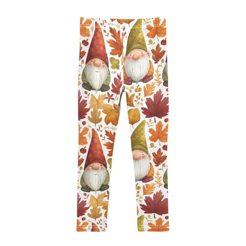 Autumn Gnomes Naturally Colorful Leaves Girls Leggings Kids Yoga Pants Dance Active Tights 4T2