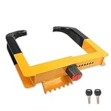Universal Wheel Clamp Lock Tire Lock Wheel Chock Security Lock Anti-Theft Vehicle Heavy Duty Lock Max 11 inch Tire Width for Trailers SUV Golf Cart RV Truck Van Yellow/Black