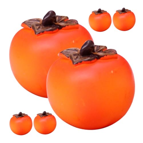 VICASKY 6pcs Artificial Persimmon Model Miniature Fake Fruit Real Look for Home Decor Photography