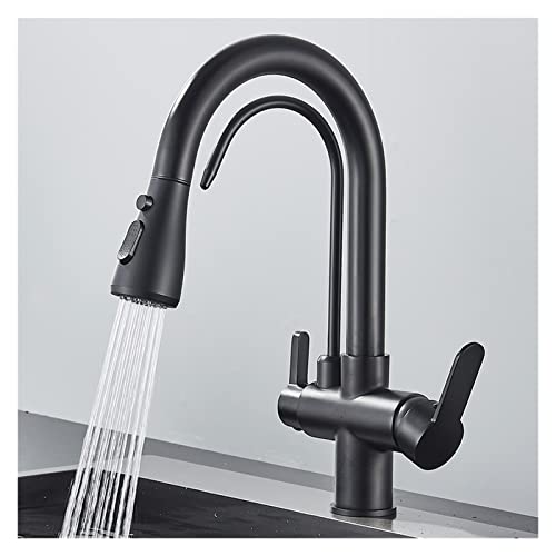 Grue filtrée noire mate pour cuisine mitigeur évier trois voies rotatif ZX J2Z - 5