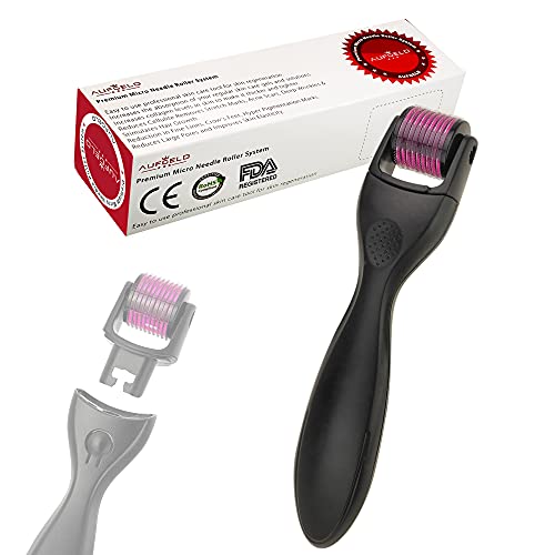 Aufgeld, dermaroller con micro-aghi in titanio per la cura della pelle, per le rughe del viso, perdita di capelli, smagliature,...