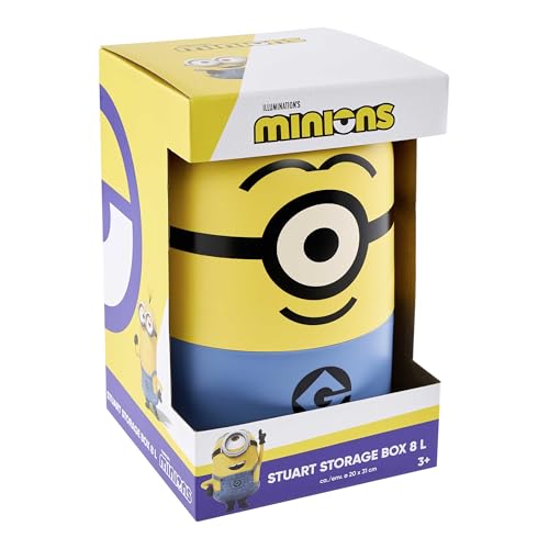 keeeper minions Aufbewahrungsbehälter Stuart 20 x 20 x 31 cm 8 l Stapelbar und leicht zu öffnen Aufbewahrungsbox mit Design aus Ich einfach unverbesserlich Gelb (Sunny Yellow)