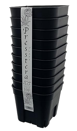 日本ポリ鉢販売(Japan Porihachi Hanbai) アップルウェアー 日本ポリ鉢 プレステラ105 10個組 ブラック