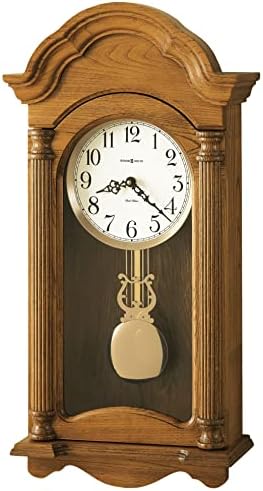 Howard Miller Amanda Wall Clock 625-282 – Golden Oak Finish, Antique Home Décor, Polished Brass Pendulum Bob, Volume Control, Quartz, Dual-Chime Movement