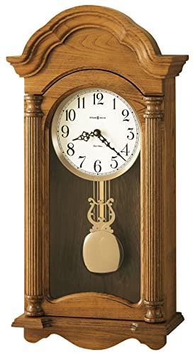 Howard Miller Amanda Wall Clock 625-282 – Golden Oak Finish, Antique Home Décor, Polished Brass Pendulum Bob, Volume Control, Quartz, Dual-Chime Movement #TOP1