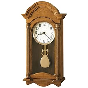Howard Miller Amanda Wall Clock, Golden Finishing Dual-Chime Movement with Round White Dial, Volume Control Wall Mount Adjustable Levelers Perfect for Home Decor, Living Room & Office