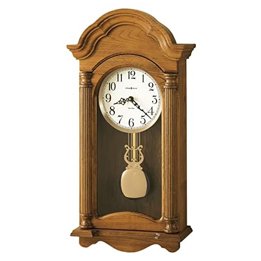 Howard Miller Amanda Wall Clock, Golden Finishing Dual-Chime Movement with Round White Dial, Volume Control Wall Mount Adjustable Levelers Perfect for Home Decor, Living Room & Office