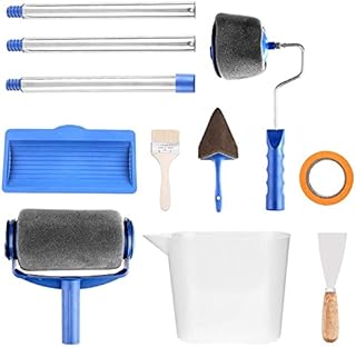 Faburo Rullo di Pittura a Rullo Professionale per Giardino(8pcs), Rullo di Ricambio e Pennelli per Manico Rulli Strumento di Pittura Floccata per la Casa Ufficio Multifunzione set di Pennelli.