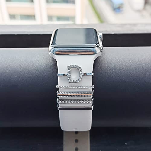 Image of 5Pcs Charms for Apple Watch band 41mm 45mm 40mm 44mm 38mm 42mm 46mm 49mm Women,Diamond+Metal Jewelry Decorative Ring For iWatch series 11 10 9 8 7 6 5 4 se 3 /2,Galaxy watch 7 /6 /5 /4,Strap Accessories