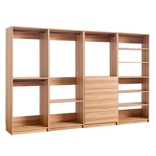 Maykoosh Closet System Organizer - Customizable Walk-in Wardrobe Storage Oak/Model ABDE 4 Closet