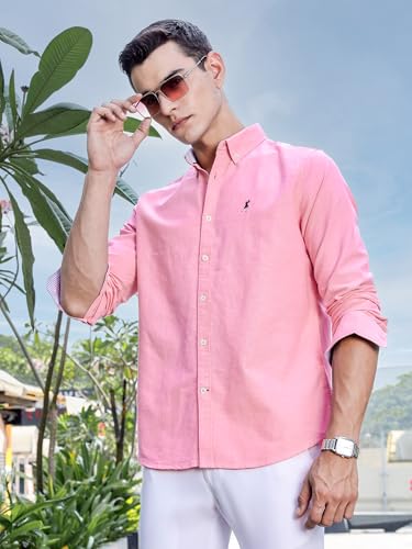 Image of Thomas Scott Men's Cricket Club Collection Classic Regular Fit Twill Shirt | 100% Cotton Long Sleeve Solid Shirt with Button Down Collar (Available in Plus Size)