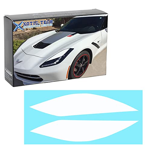 x xotic tech 2Pcs Headlight Eyebrow Eyelid Cover Decal Overlay Sticker Trim Compatible with Chevrolet Corvette 2014 2015 2016 2017 2018 2019, Glossy White