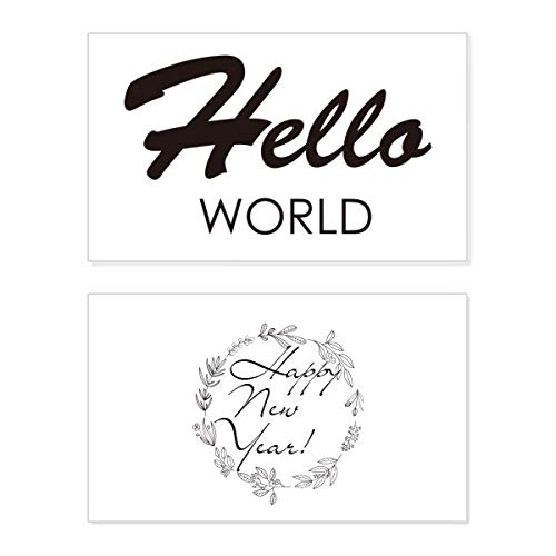 Tarjeta conmemorativa de Año Nuevo para programadores con mensaje Hello World