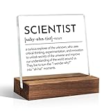 THEBESTU Scientist Definition Acrylic Sign With Wooden Stand, Funny Appreciate Gifts for Scientist, Office Gifts for Lab Coworker, Birthday Retirement Gifts for Scientist Teacher, Science Gifts