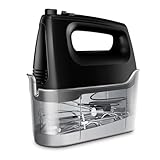 Handmixer Elektrisch Handrührgerät 6 Stufen Plus Turbo Kein Spritzen Mixer Handrührer mit Aufbewahrungskiste,5*Edelstahl Zubehör, Schwarz 400W Leiser Motor