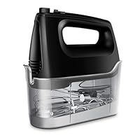 Handmixer Elektrisch Handrührgerät 6 Stufen Plus Turbo Kein Spritzen Mixer Handrührer mit Aufbewahrungskiste,5*Edelstahl Zubehör, Schwarz 400W Leiser Motor