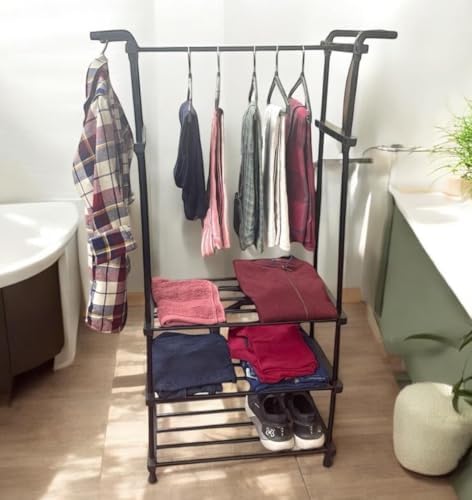 Csm Racks C.S.M CSM Garment Rack, Freestanding Metal Cloth Stand with 3 Shelves ...