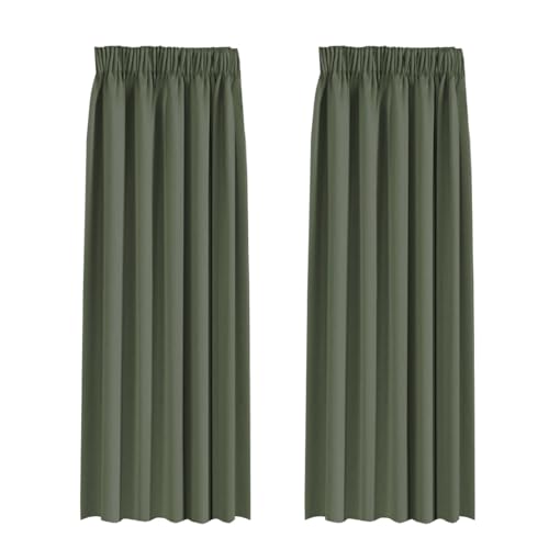 BellaHills Blackout Curtains Pencil Pleat Bedroom Curtain Panel for Privacy Protected Thermal Insulated Window Treatment for Living Room 2 Panels