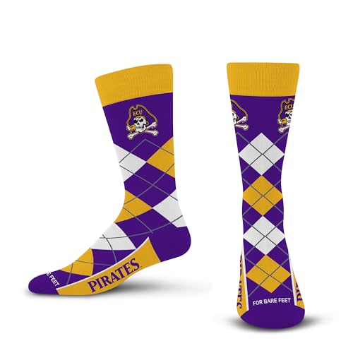 For Bare Feet NCAA EAST CAROLINA PIRATES Argyle Remix Premium Dress Sock Team Color OSFM