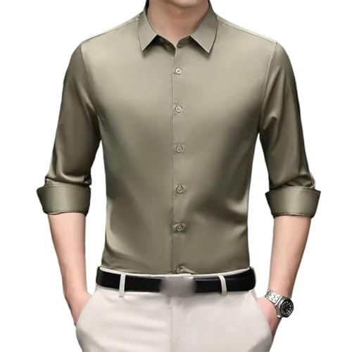 Chemise manches longues homme sans repassage WOLONG stretch et respirante